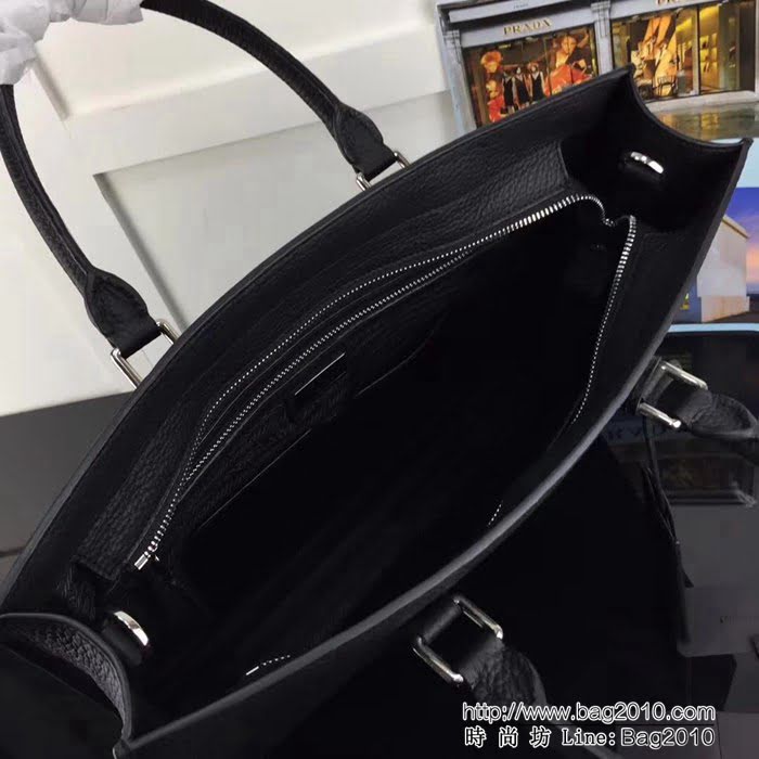 普拉達PRADA原單 2VG011-2FA克色原單荔枝紋 PRADA男士商務公事包 PHY1517